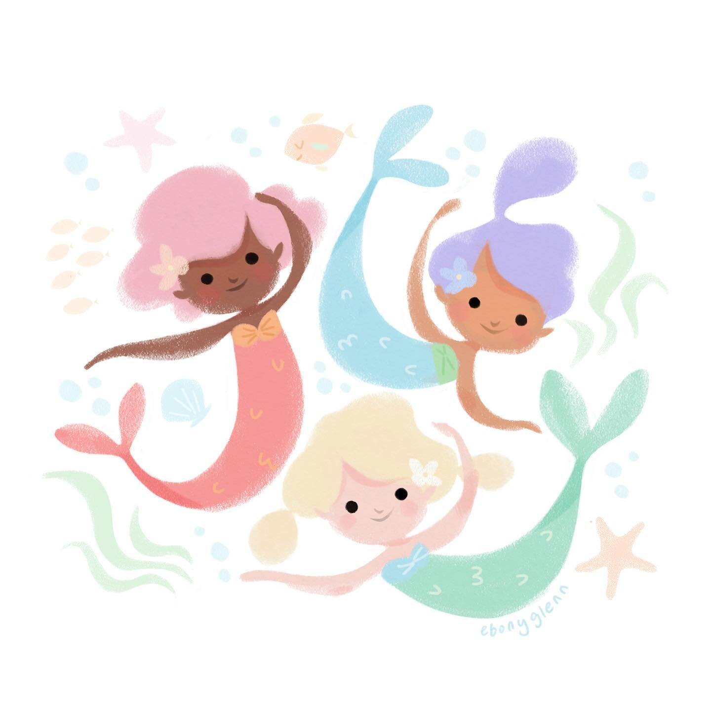 Happy Friday! ✨
⠀
I won&rsquo;t be able to participate in the #MerMay prompts this year, but I was able to make time for these cute, baby mermaids. 🐠🫧🐟
⠀
#mermay2023 #cutemermaids #kidlitart #kidlitillustration #childrens_illustration #childrensbo