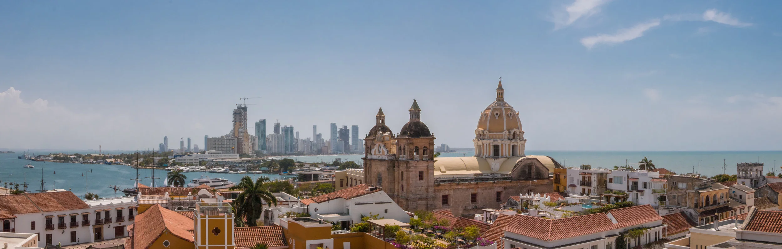 Cartagena, Colombia - the old fortified city and the new city- Bocagrande.
