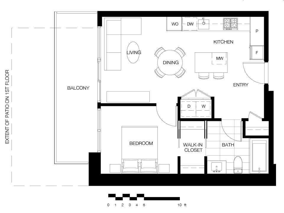 1 bed/1 bath - A8