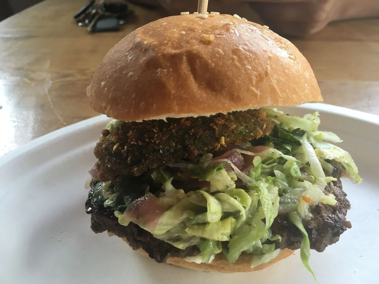 Migration Brewing Mole Madre burger