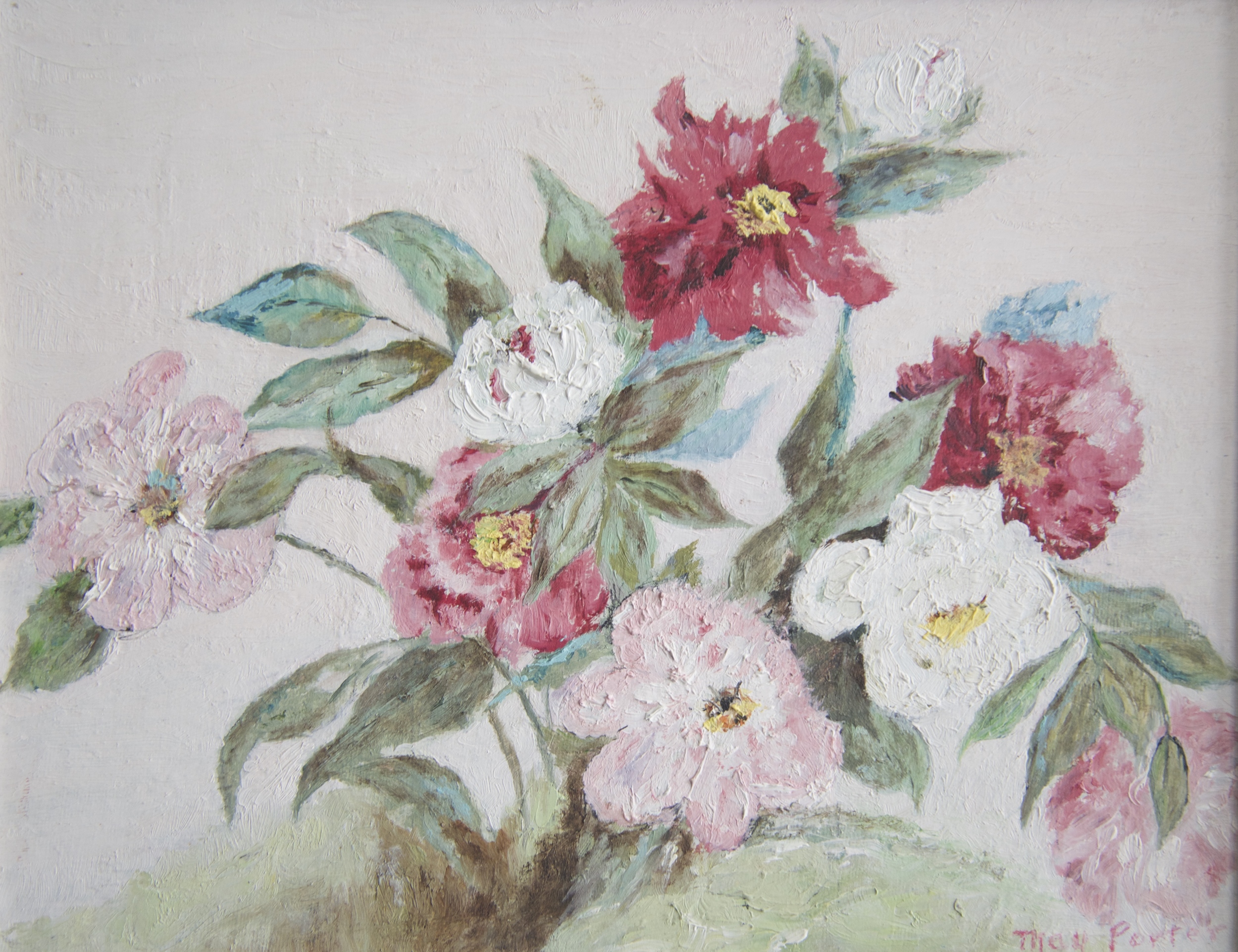 This painting made me smile as soon as I saw it. I am not normally into traditional still lifes or delicate images like this but for $6 what did I have to lose? It now hangs in my daughter's bedroom.