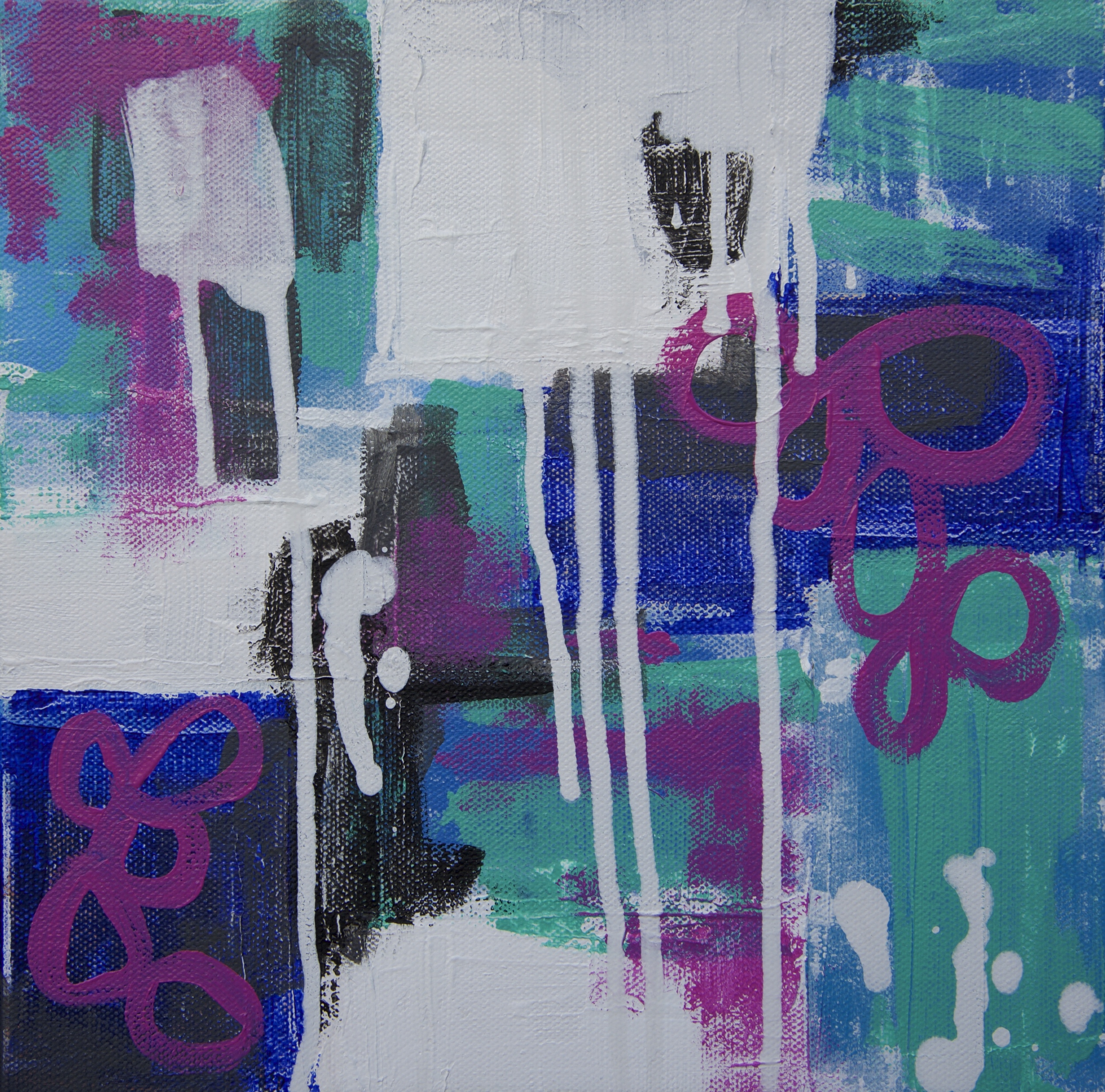 This 10x10" painting titled Electric Feel is full of life & was inspired by street art. It is now sold.
