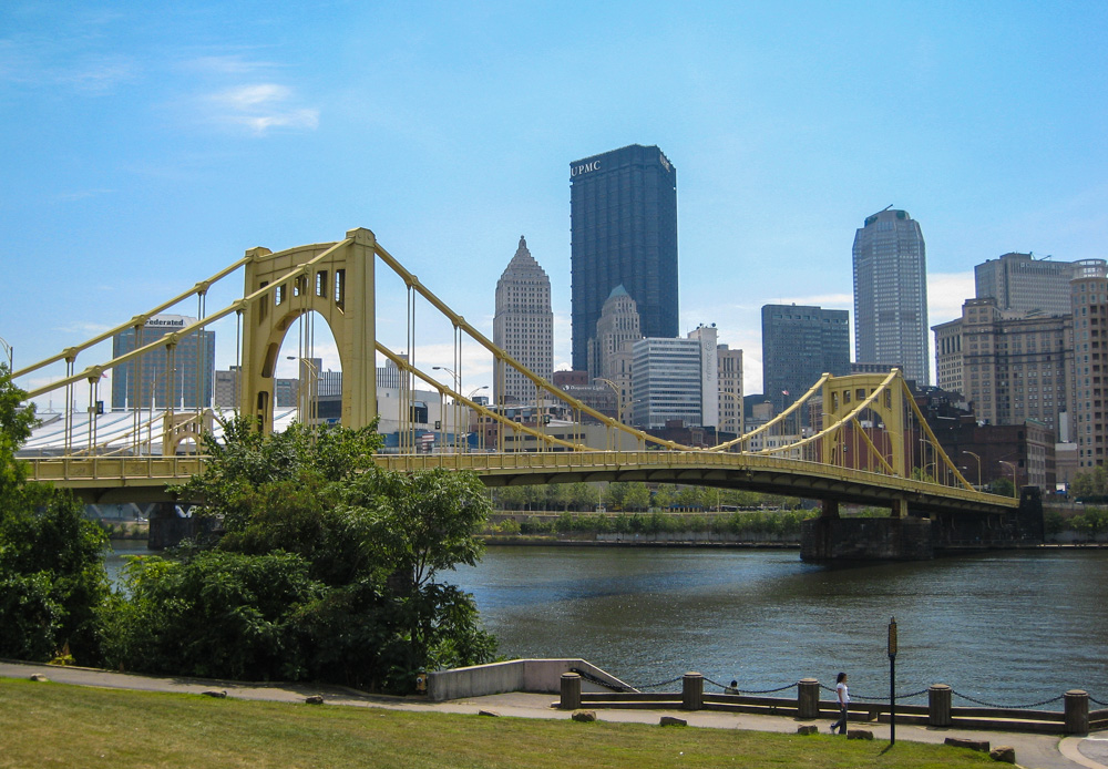One of Pittsburgh's famous yellow bridges
