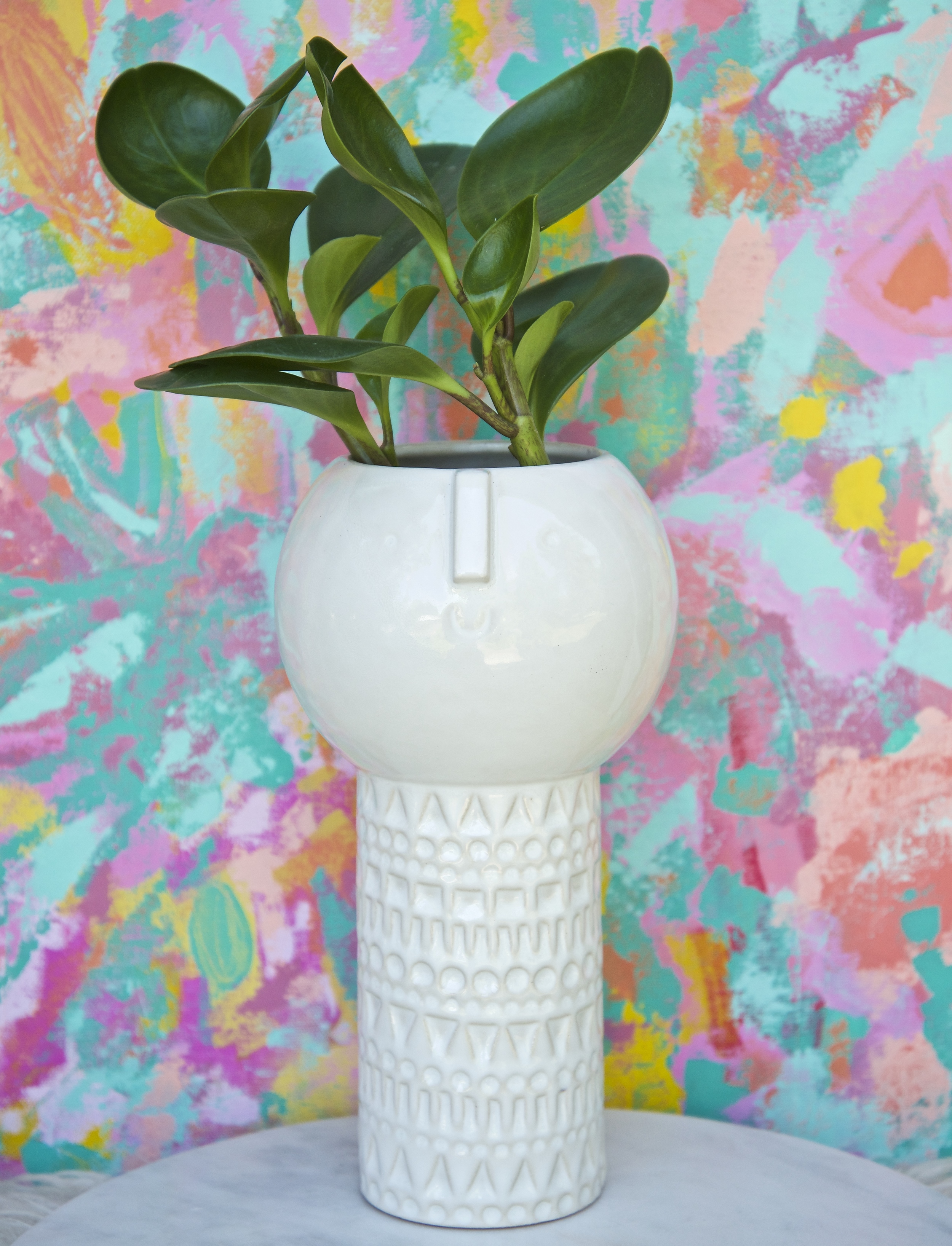 Established in 2012, Atelier Stella is an ever changing collection of unique ceramics hand made by Stella Baggott in Brighton, England. I purchased this amazing vase at West Elm, its got a retro vibe that I adore. I love how they collaborate with artisans and makers all over the world. It's already found a new home in our living room. "My work is modern, stylish and brings a smile! I lovingly design, hand build, fire in my kiln and glaze small batches of work to give you a truly unique, one of a kind work of art, so if you like a piece grab it while you can! I design pieces for those who like vintage finds."