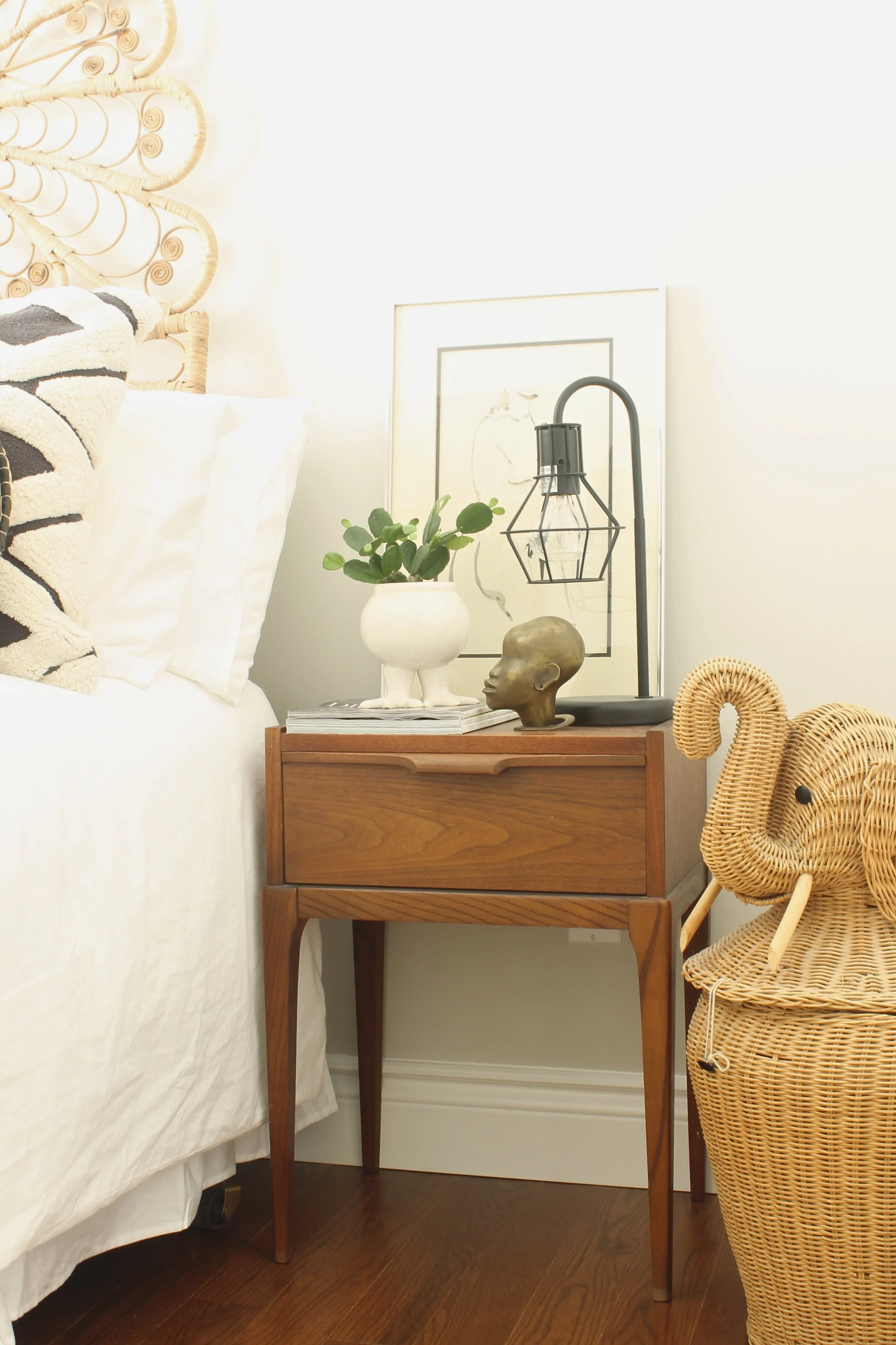 I would love to be a guest in this space, how cute is the elephant! We have a lot of teak in our home, the style is timeless in my opinion.