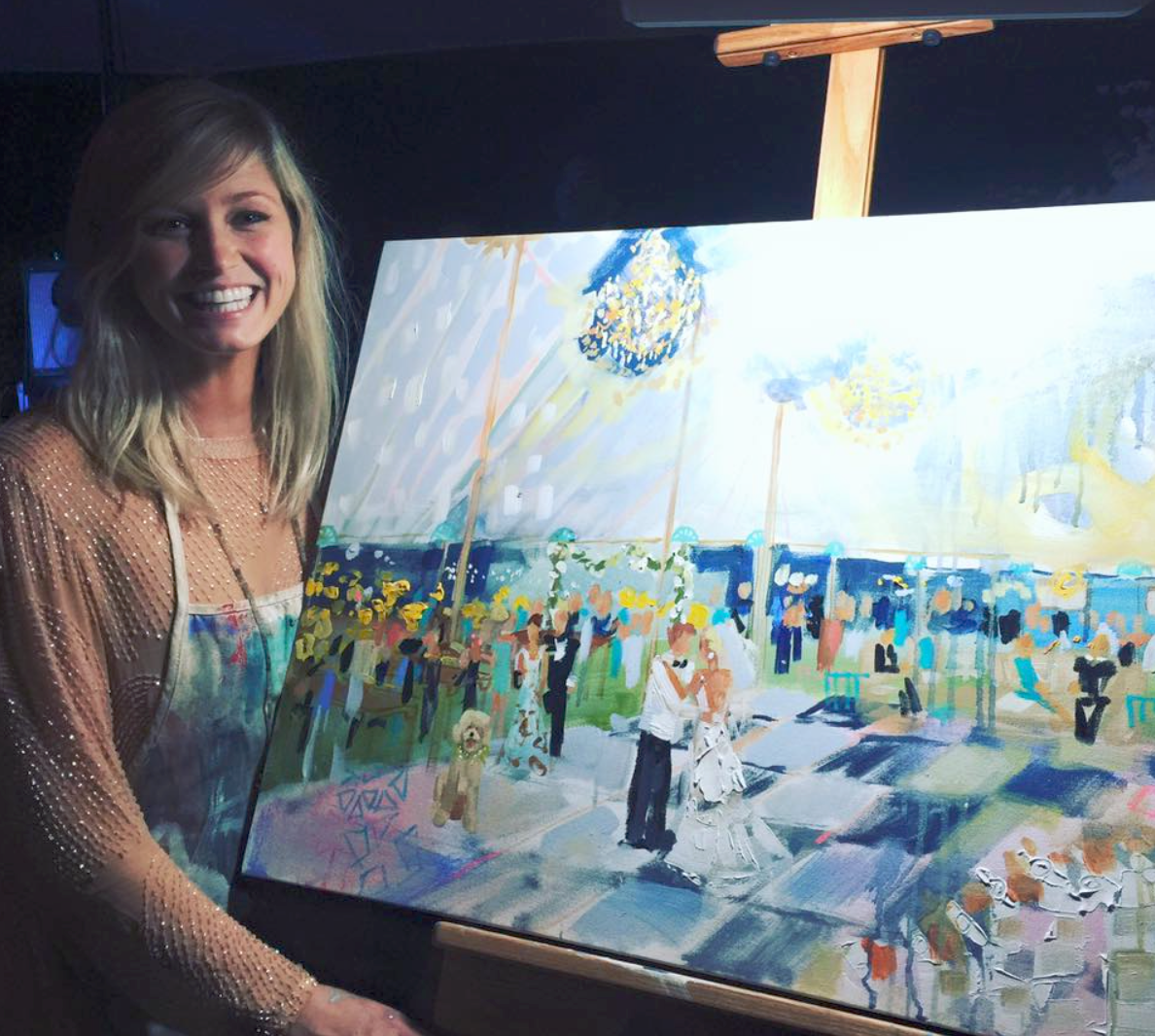 Here Elaine is doing a live event painting at a wedding. What a fabulous idea.
