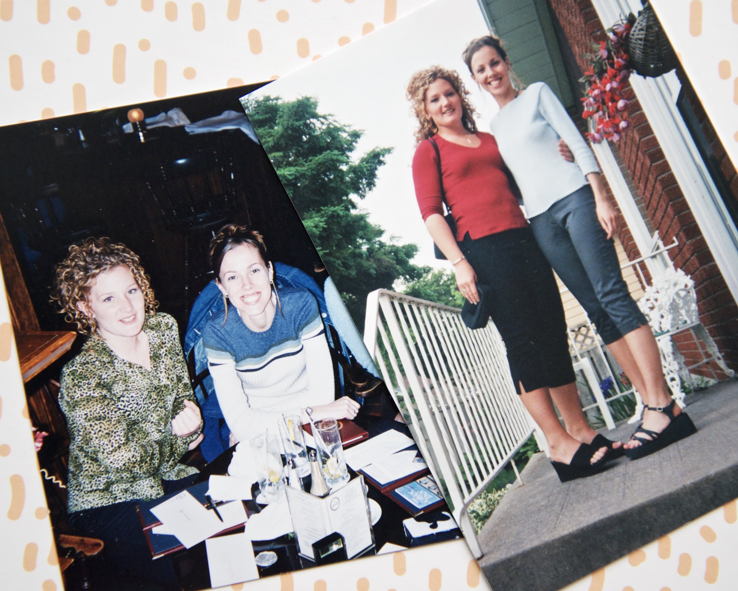 I think I was 21 in these photos. I was into up-do's & as you can see, capris & platforms were obviously the trend. I even found a photo of Roz in her favourite top! 