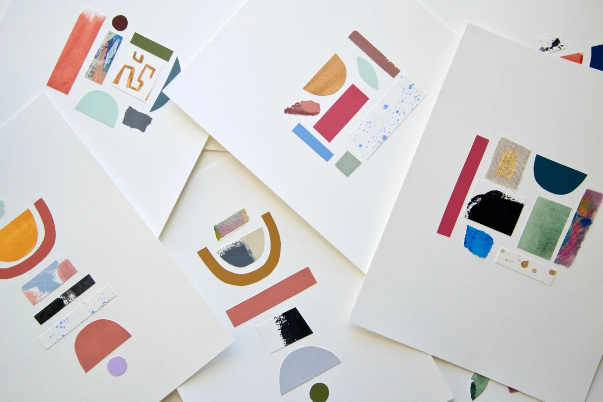 A few of my collages that will be available. I snapped a photo before I signed them…the signature is the final touch.