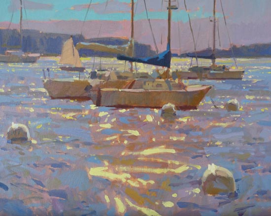 Harbor Glare, 16x30, oil on canvas