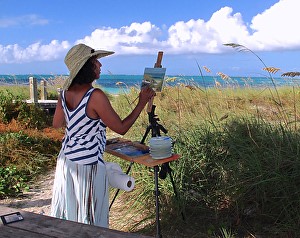 Plein air painting in the Caribbean using the Coulter System easel