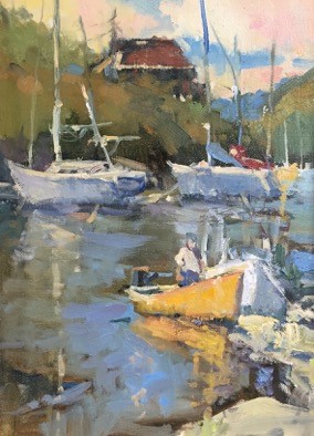 Dude in a Yellow Boat Pulled Right Up, 12x9