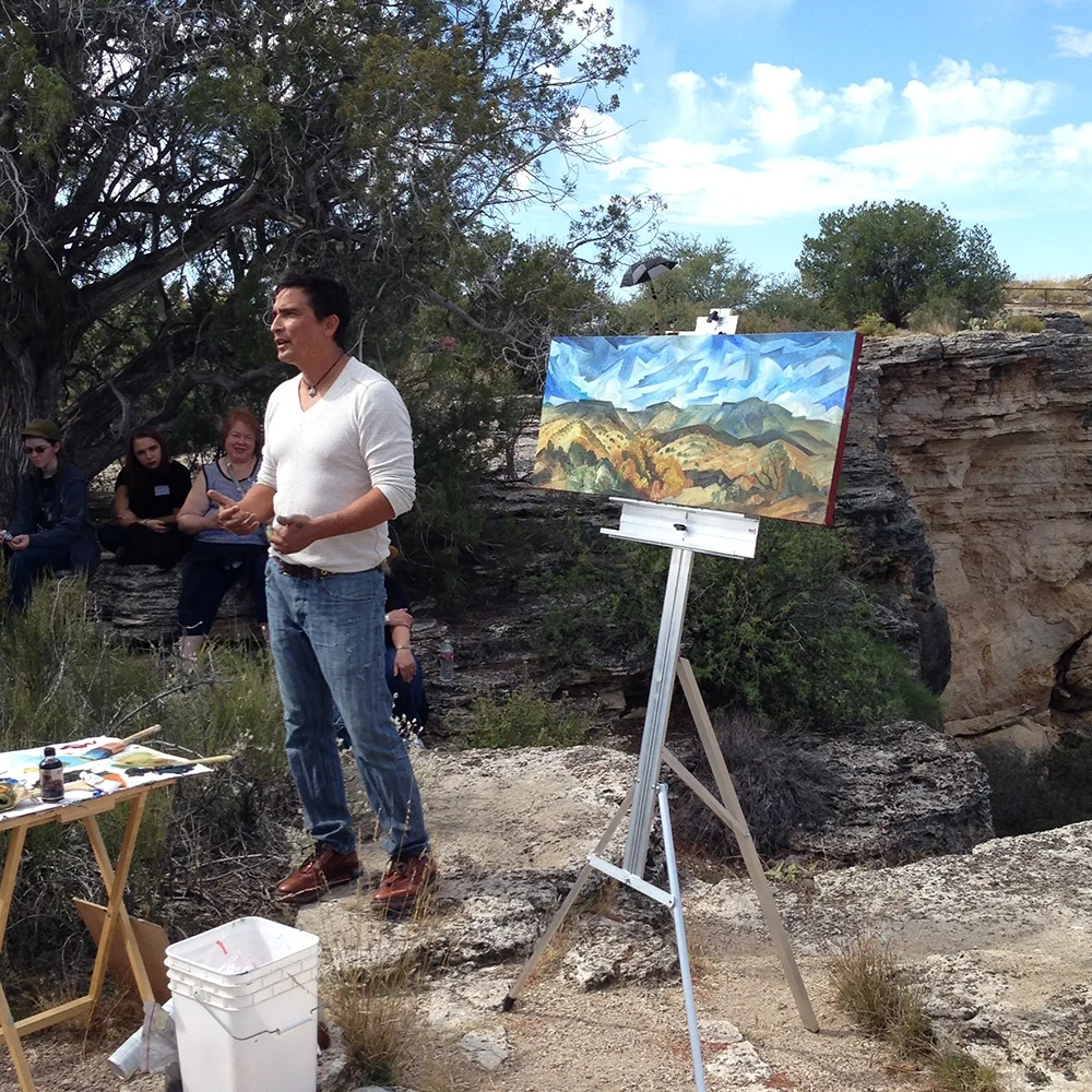 Tony Abeyta speaking about his process at Montezuma’s Well during the Sedona Plein Air Festival