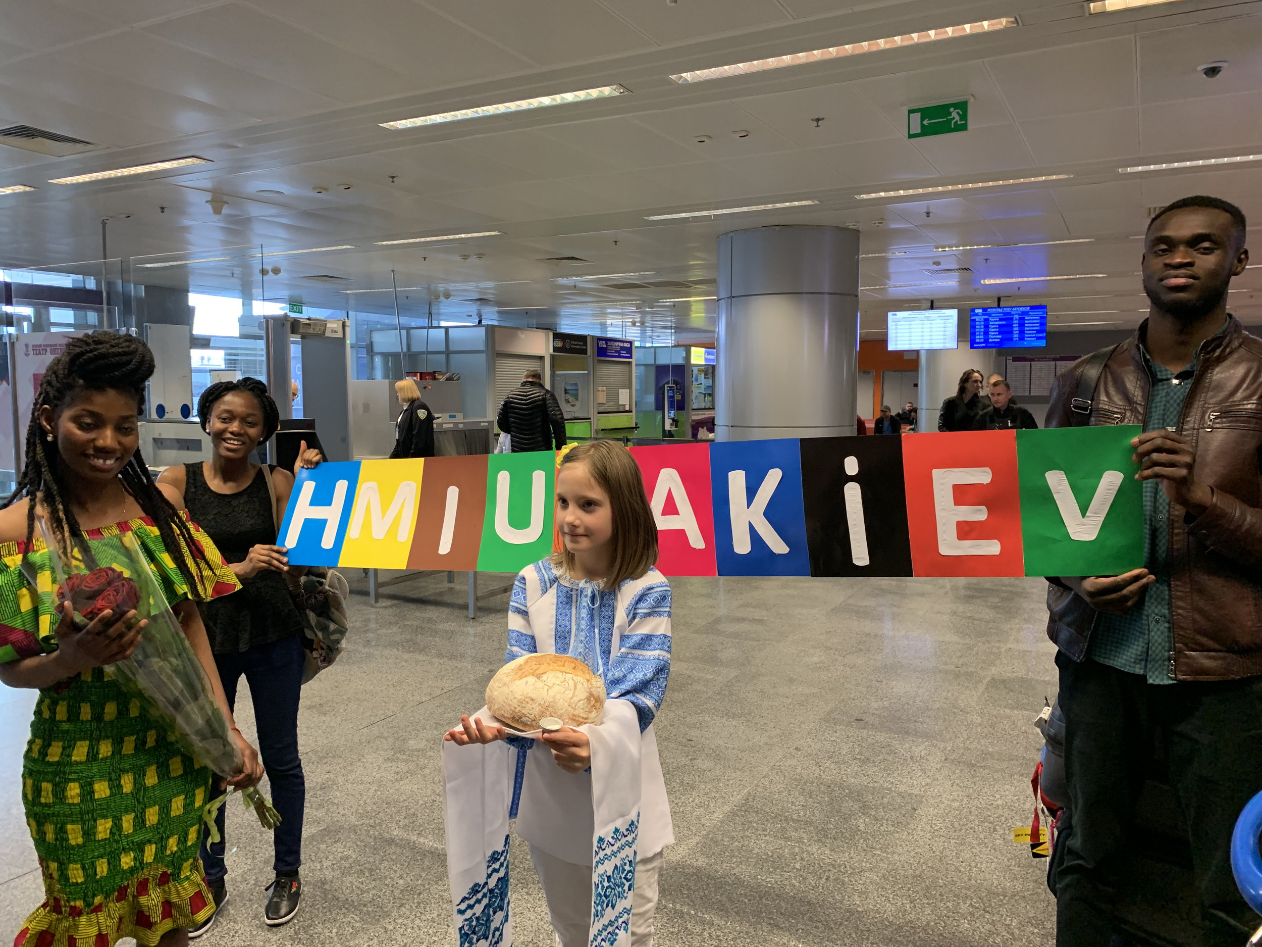 Our first welcome at the airport in Kiev from Help Motherland International, Ukraine.