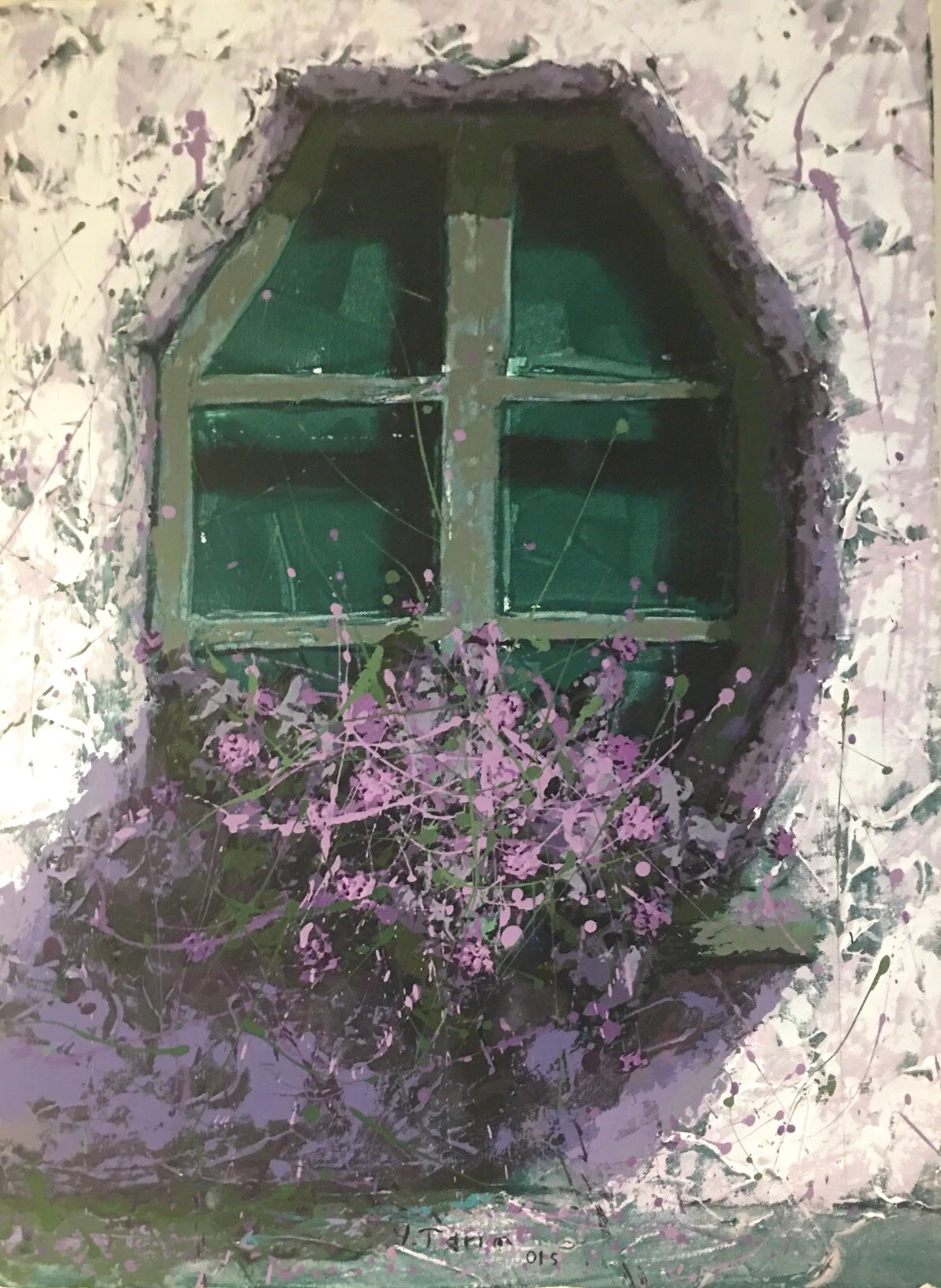 Yusuf Tarim -   Octagonal Window with Mauve Flowers.jpg