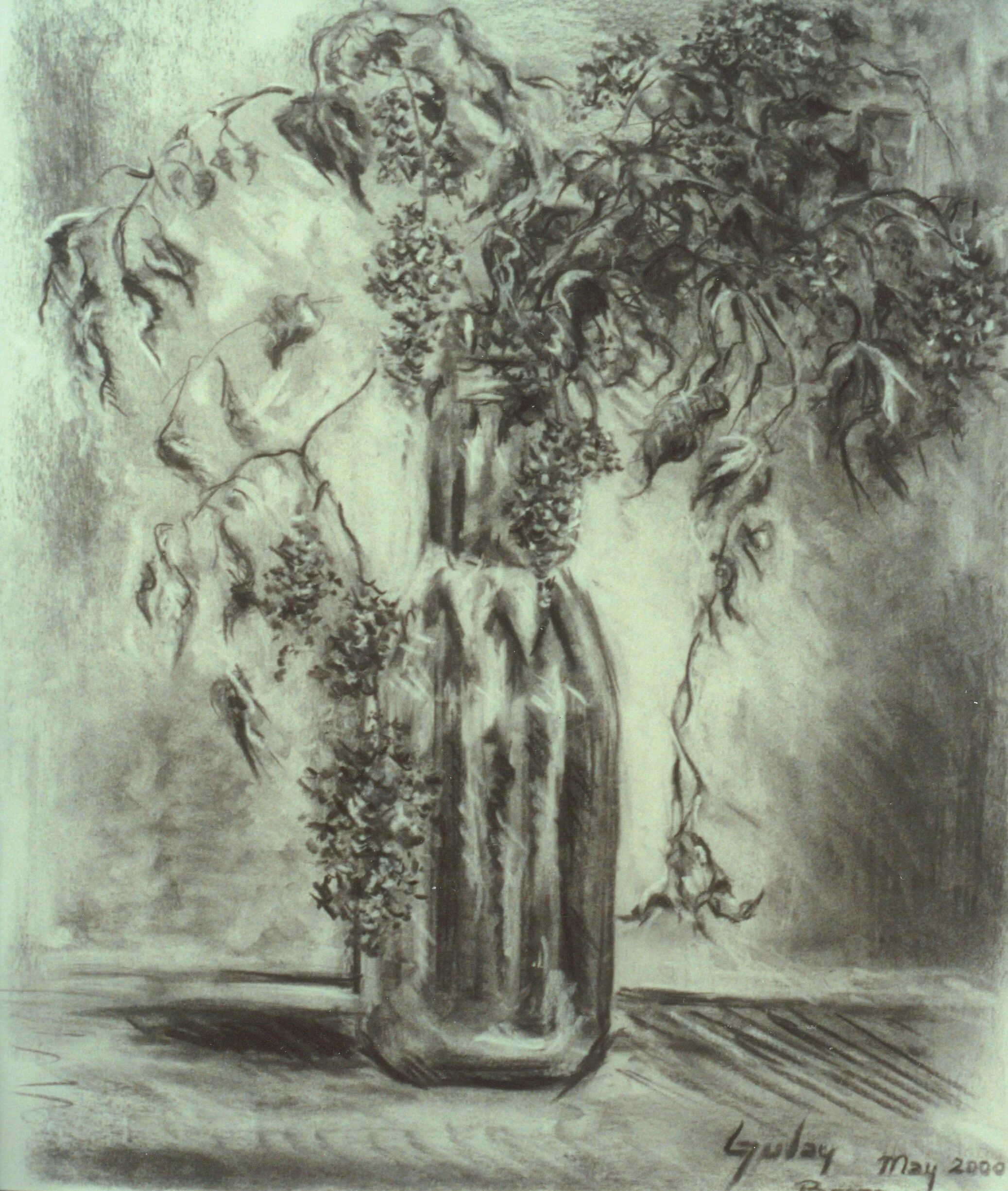 6. Gulay Berryman-Brera - Still Llife, Vase with Flowers-14x16-Charcoal-$600.jpg