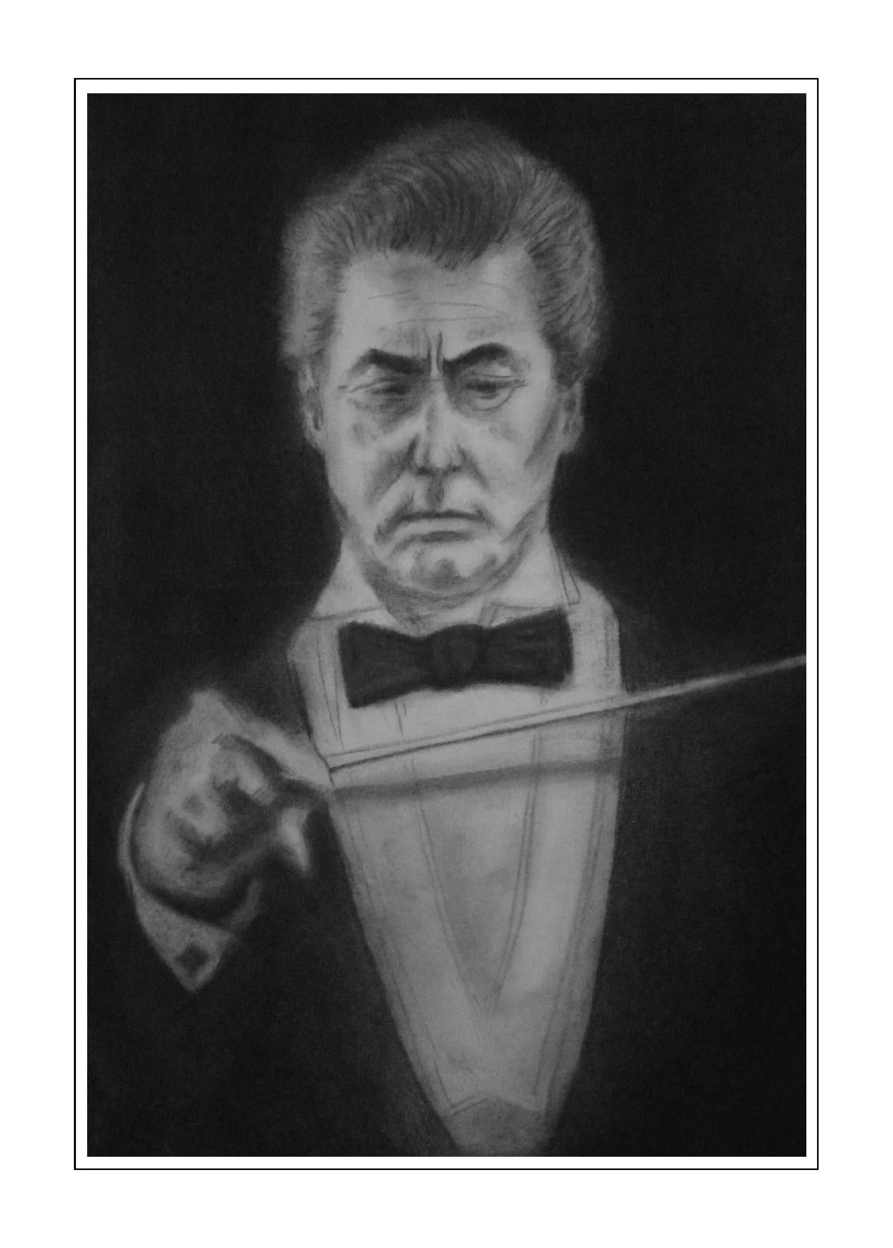 106 - Herbert von Karajan conducting the Berlin Philharmonic, charcoal.jpg