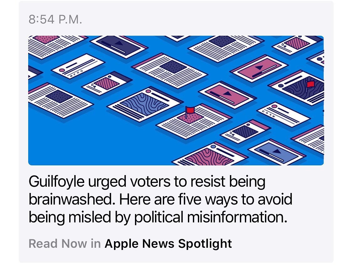 DJ&rsquo;s girlfriend (the one with coronavirus) urged voters to resist being &ldquo;brainwashed&rdquo; so Apple created a great article on how to fact-check and process all of the stuff that you&rsquo;re about to start seeing. Link is in bio - read 