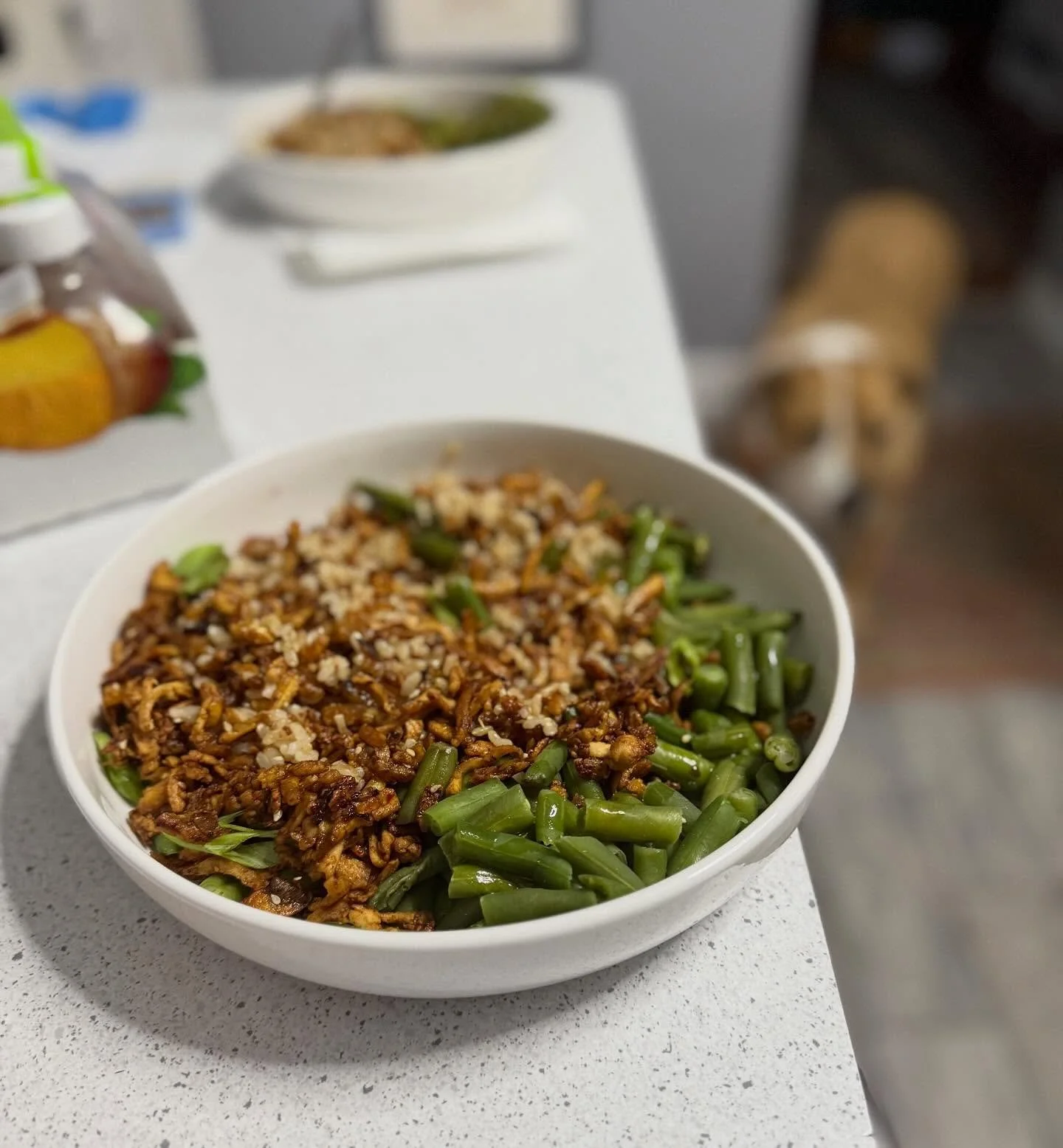 The Super Savory Tofu (aka I Can’t Believe It’s Bot Chicken) recipe from @nytcooking is one of the greatest. We piled it up with brown rice and green beans and it was definitely one of those very quiet meals occasionally punctuated by yel