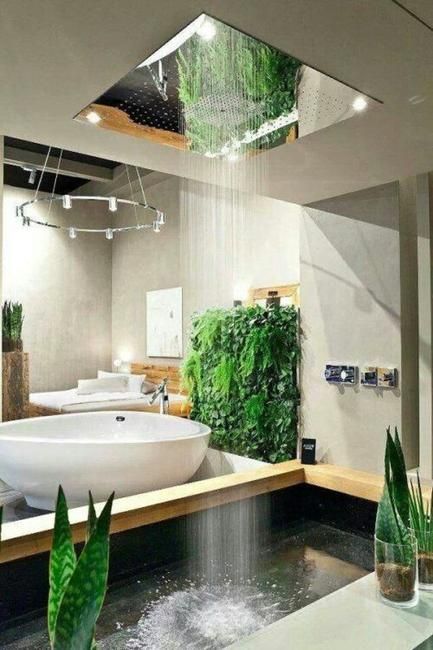 tropical lush bathroom design