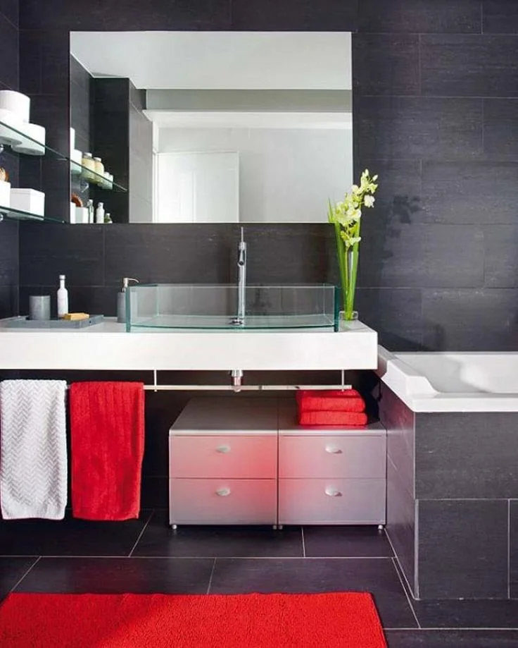 grey tiled modern bathroom