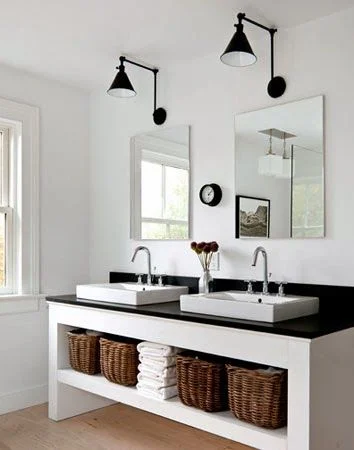 contemporary black and white bath