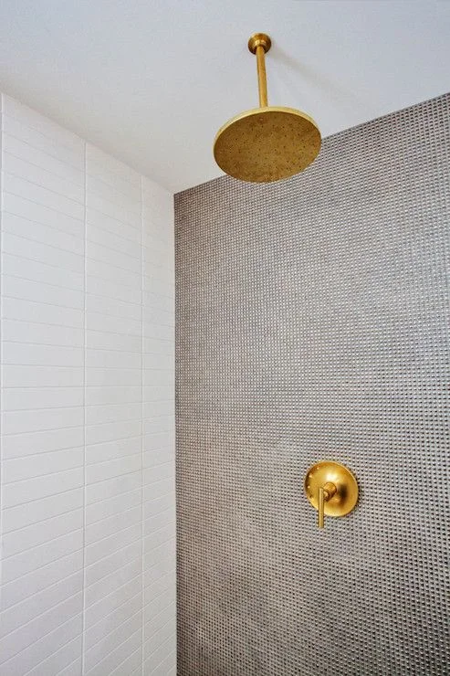 gold shower head and knob