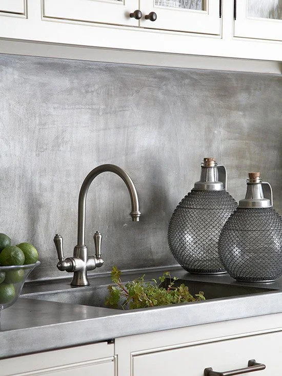 brushed metallic splashback