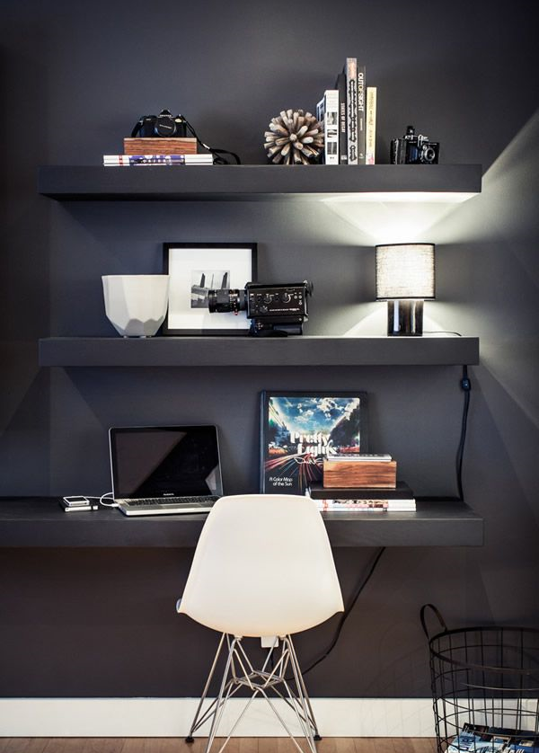 floating shelf home office design ideas