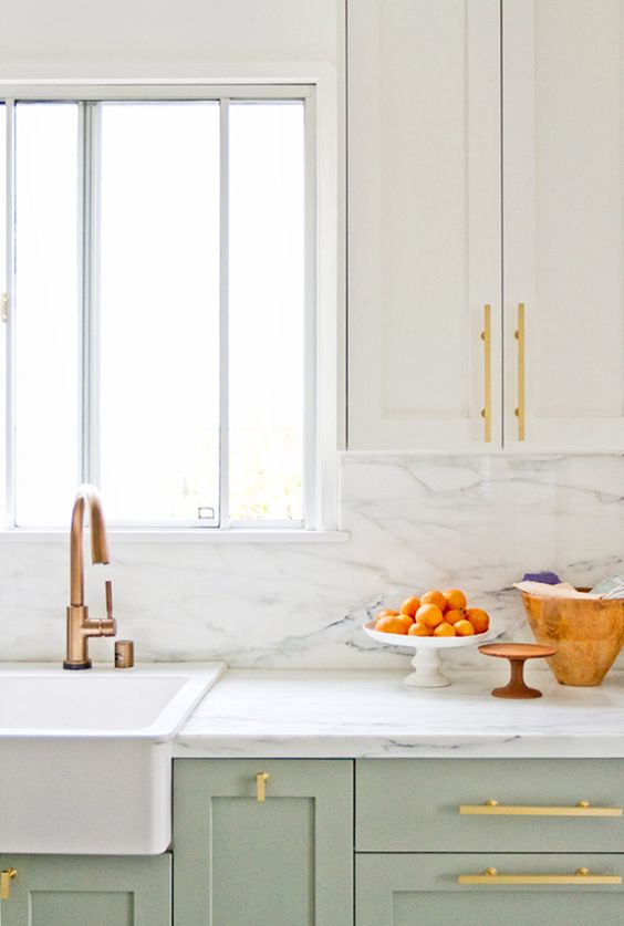 white and gold kitchen counter