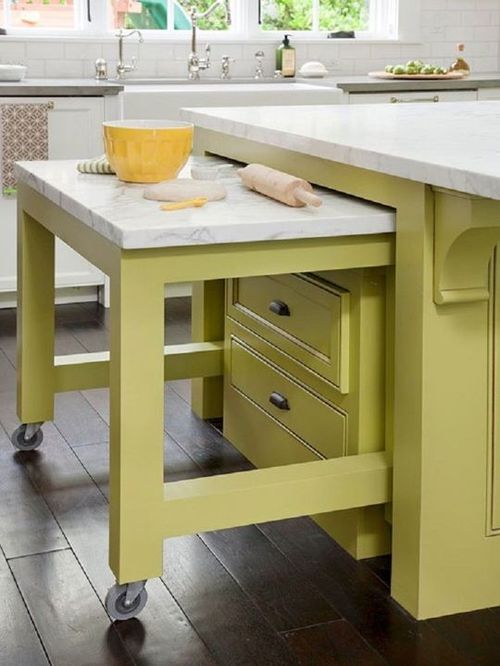 Inspired Kitchen Island Ideas, Rustic Kitchen Island With Pull Out Table