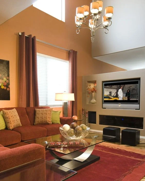 modern orange living room