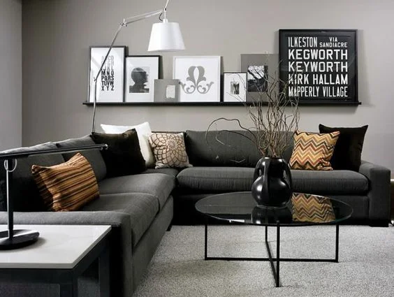 modern black and grey living room