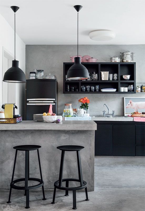 modern grey and black kitchen
