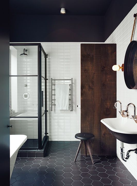 Bathroom Floor Ideas And Designs, Black Hexagon Floor Tile Bathroom Ideas