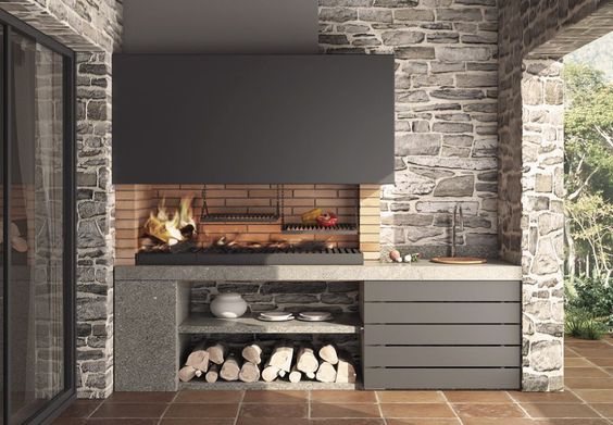 Outdoor Kitchen Ideas And Designs, Stone Wall Outdoor Kitchen