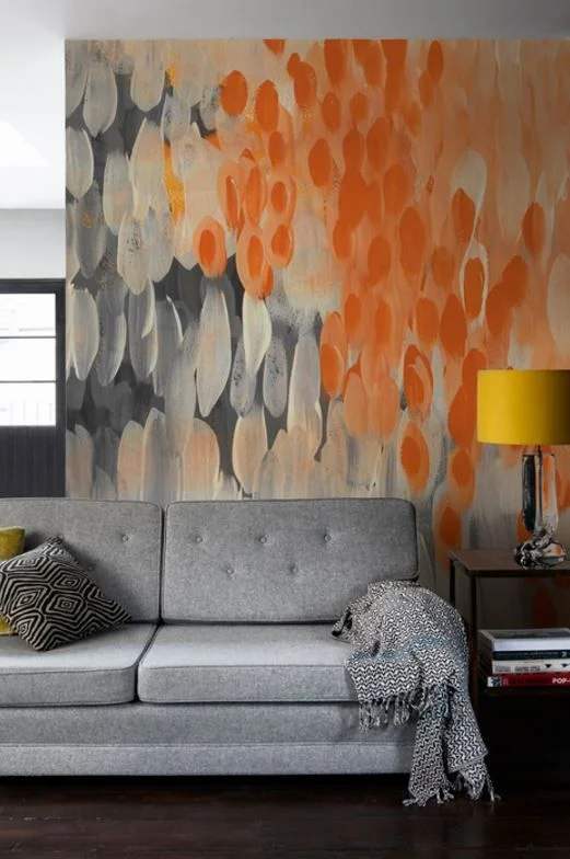 grey maximalist living room