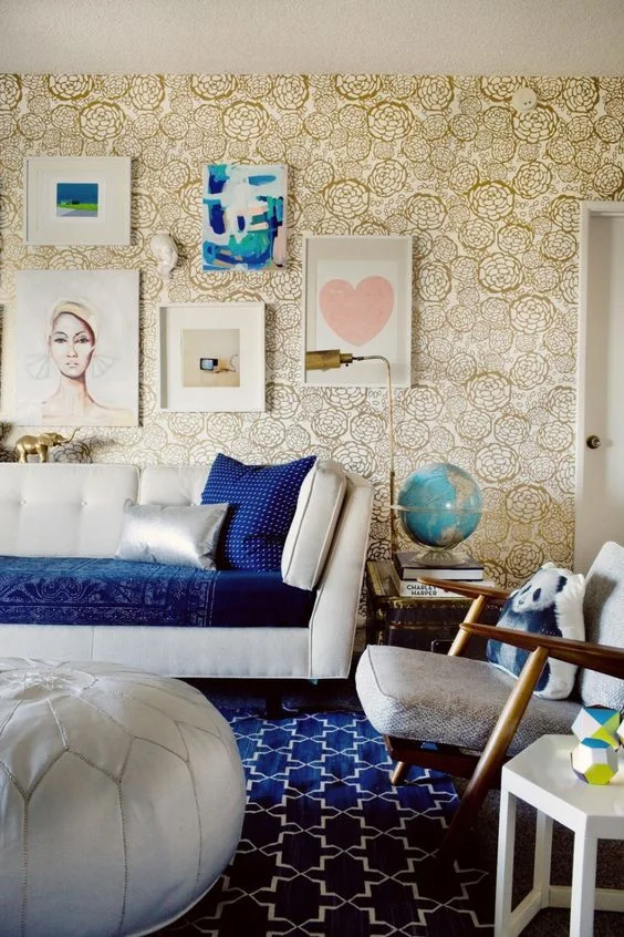blue and gold maximalist
