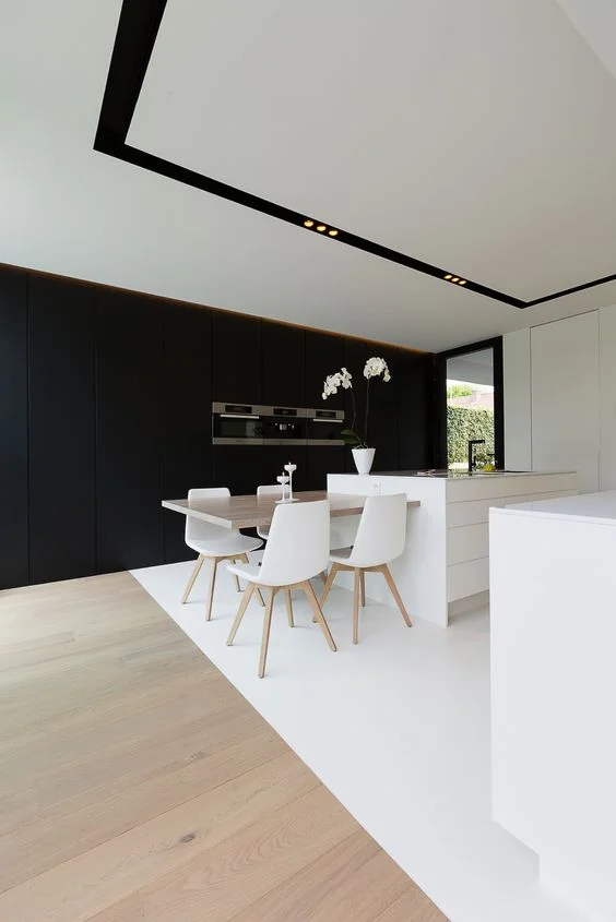 black and white minimalist kitchen