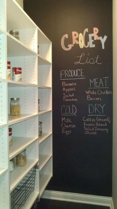 chalkboard wall inside pantry
