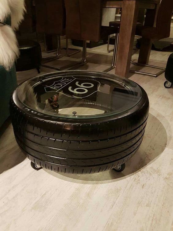 recycled tire center table