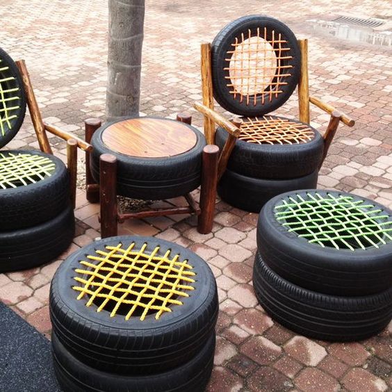 old tire outdoor seat