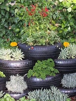 tiered tire planters