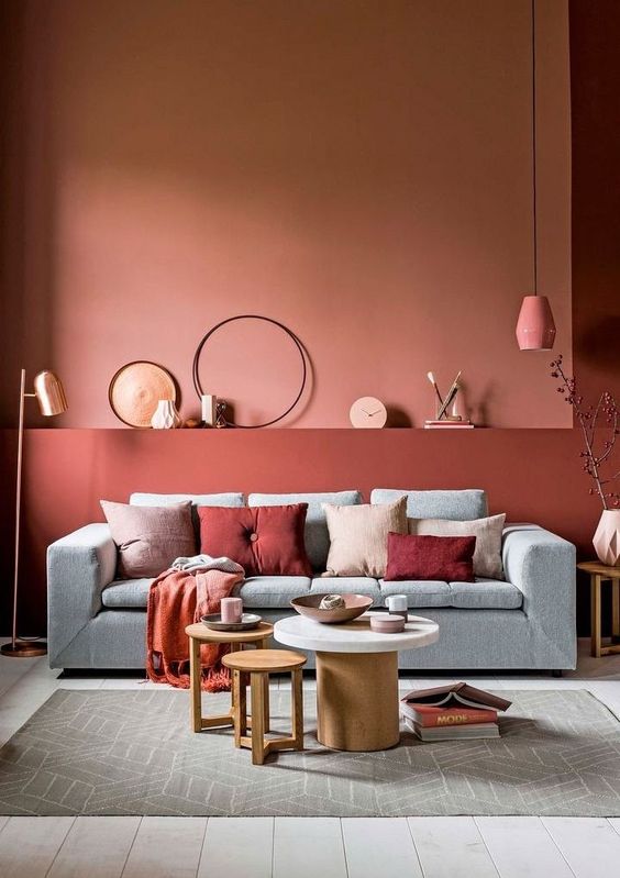 50 Modern Living Room Ideas And Designs, Brick Red Sofa Color