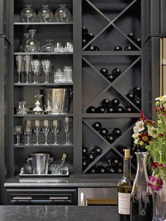 Home Bar Ideas And Designs, Suspended Glass Bar Shelves