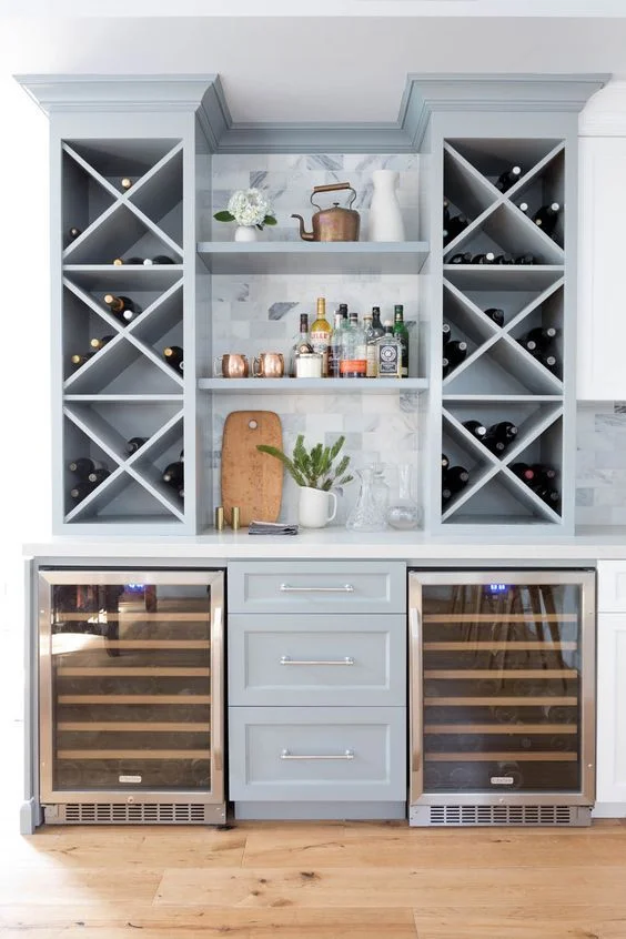 elegant grey home bar