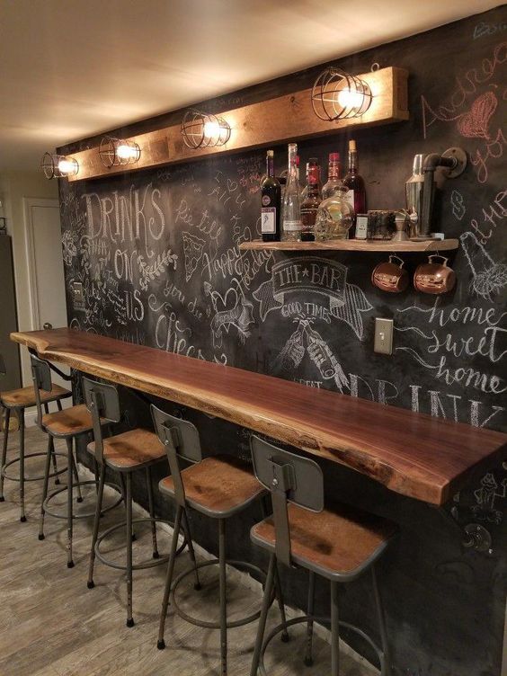 Customized drink chalkboard on the wall