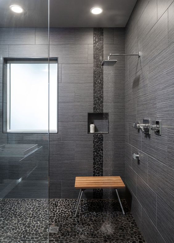 40 Modern Bathroom Tile Designs And, Dark Grey Tile Bathroom Ideas