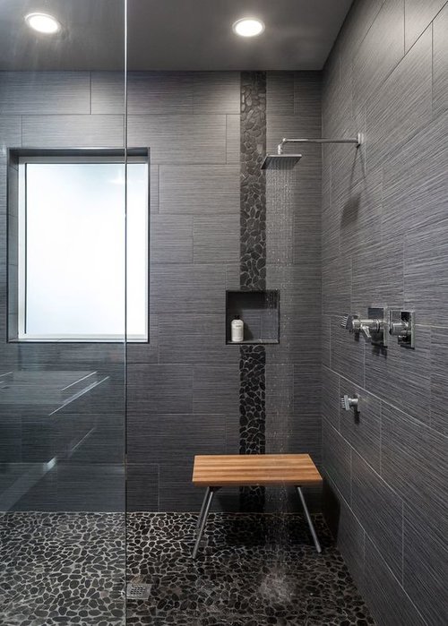 40 Modern Bathroom Tile Designs And, Dark Grey Tiles Bathroom Wall