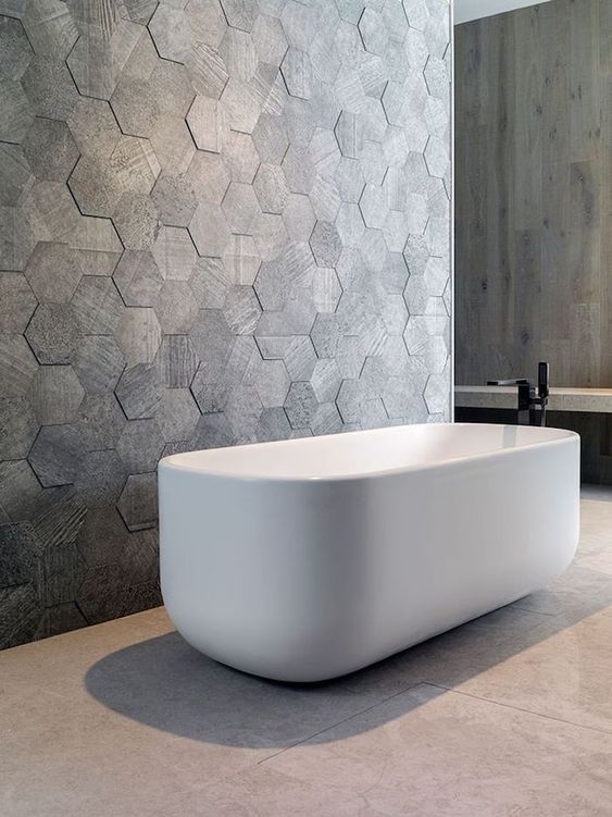 40 Modern Bathroom Tile Designs And Trends Renoguide Australian Renovation Ideas Inspiration - Grey Feature Wall Tiles Bathroom