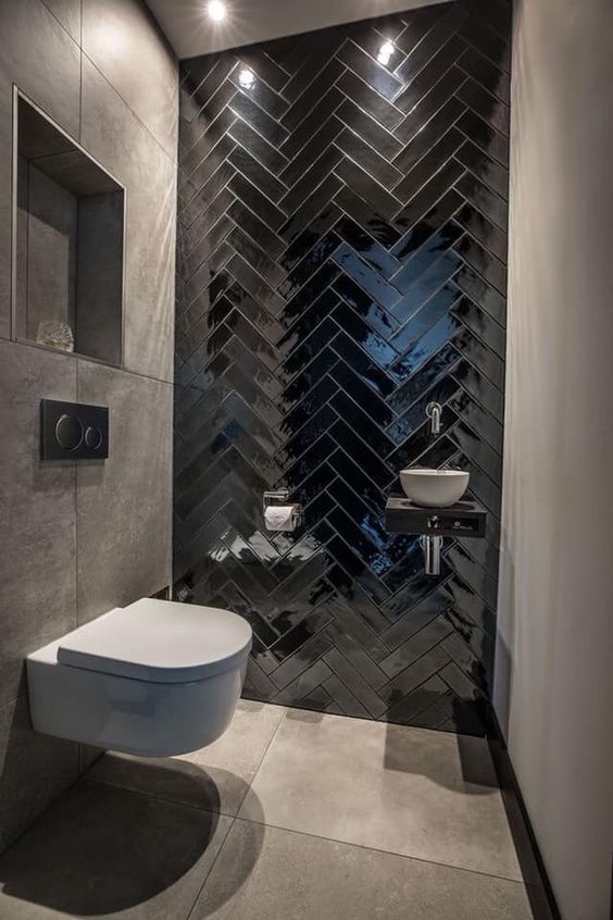 40 Modern Bathroom Tile Designs And, Dark Grey Tile Bathroom Ideas